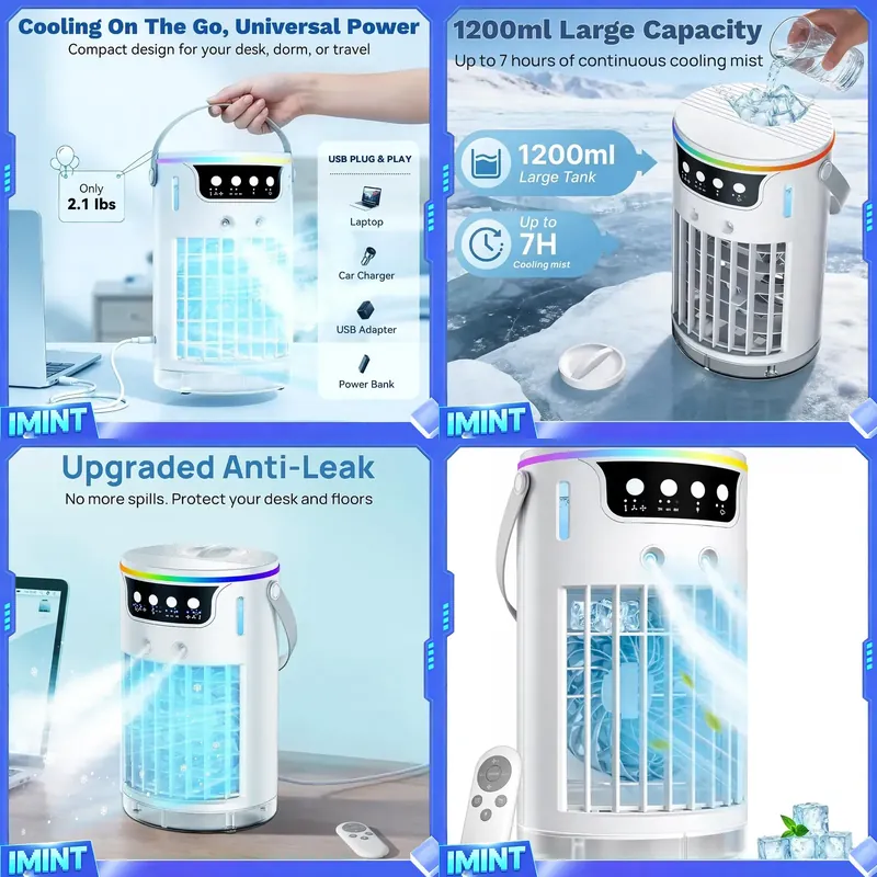 Air Conditioners - 휴대용 에어컨 팬, 1200ML 물탱크가 있는