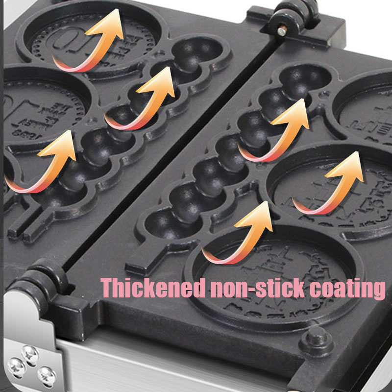 Mini Waffle Maker Machine - 4구 110V/220V 논스틱 원형 치즈 골드